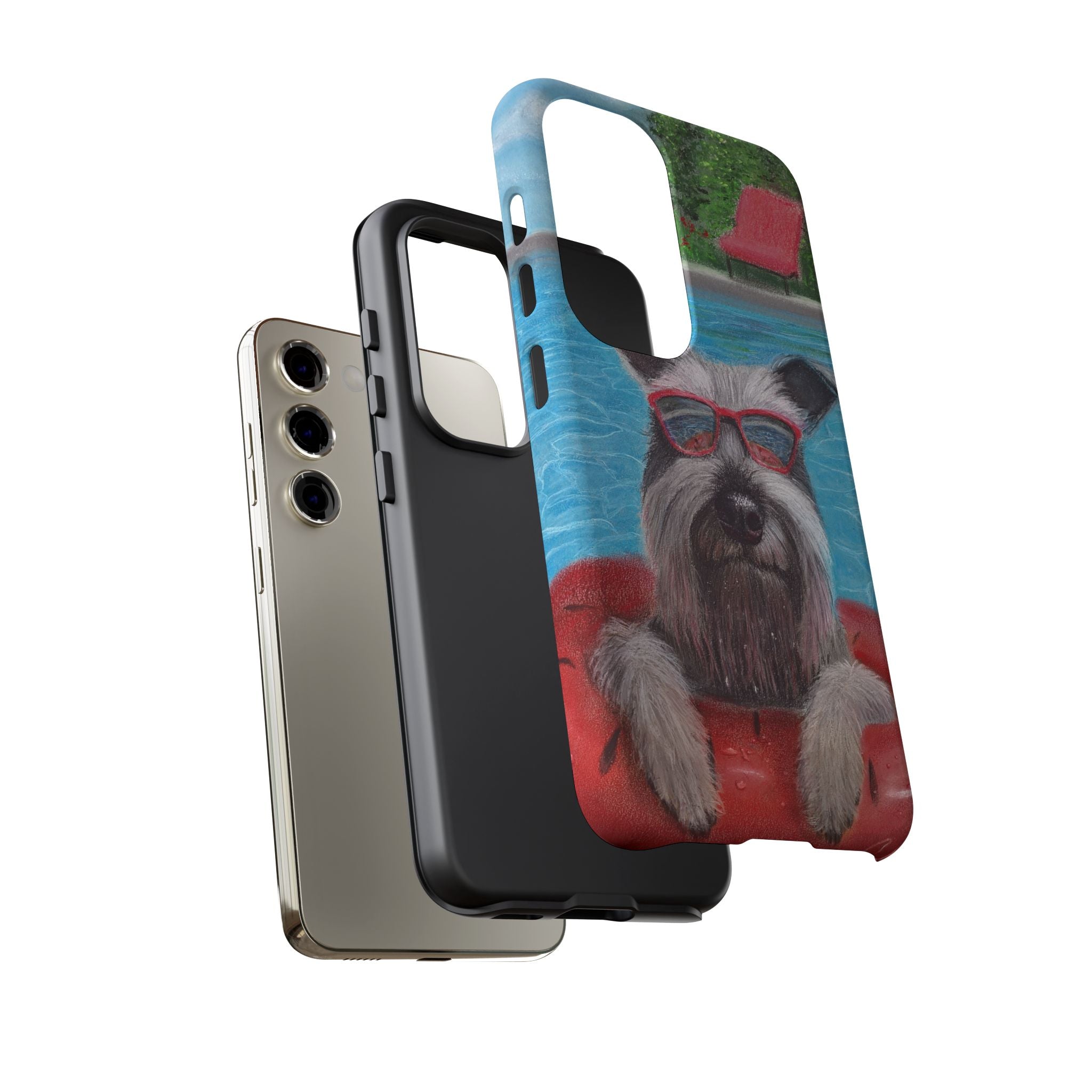 "Cool in the Pool" Phone Case — Cute Schnauzer in the Sun
