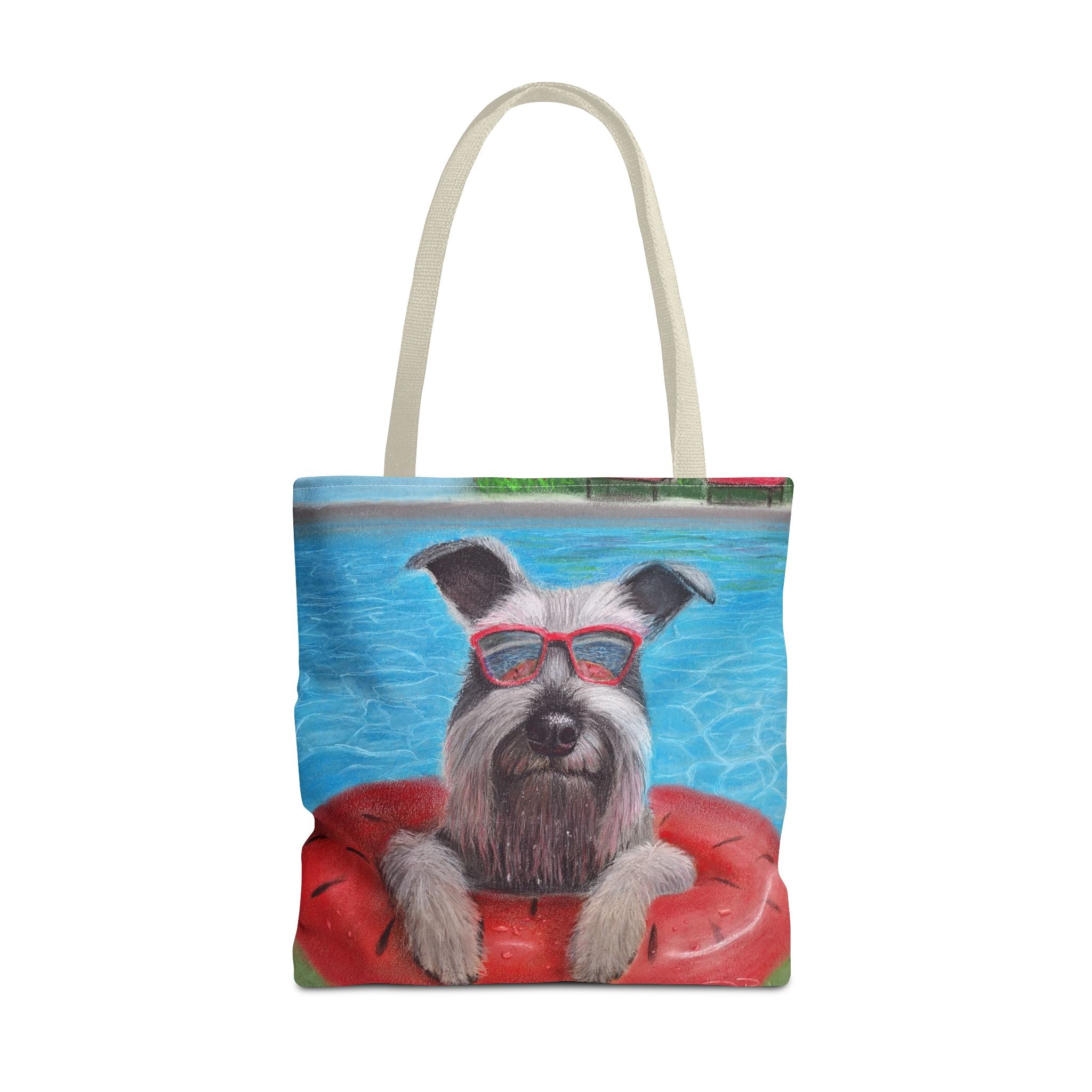 "Cool in the Pool" Schnauzer Beach Tote Bag