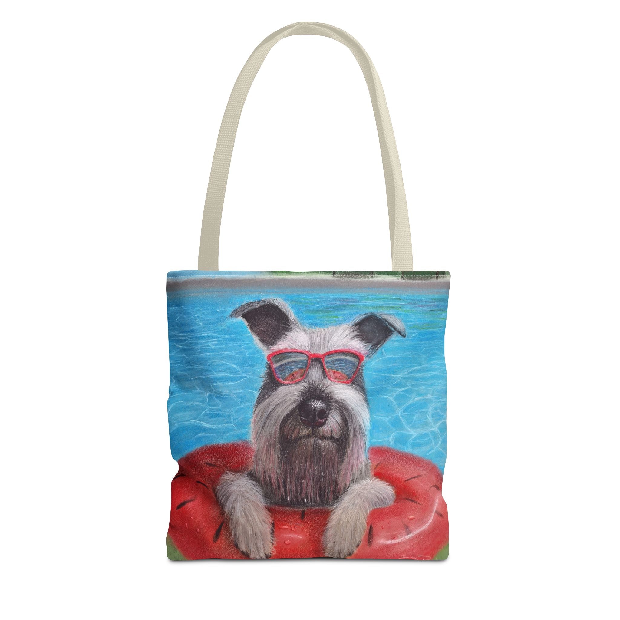 "Cool in the Pool" Schnauzer Beach Tote Bag
