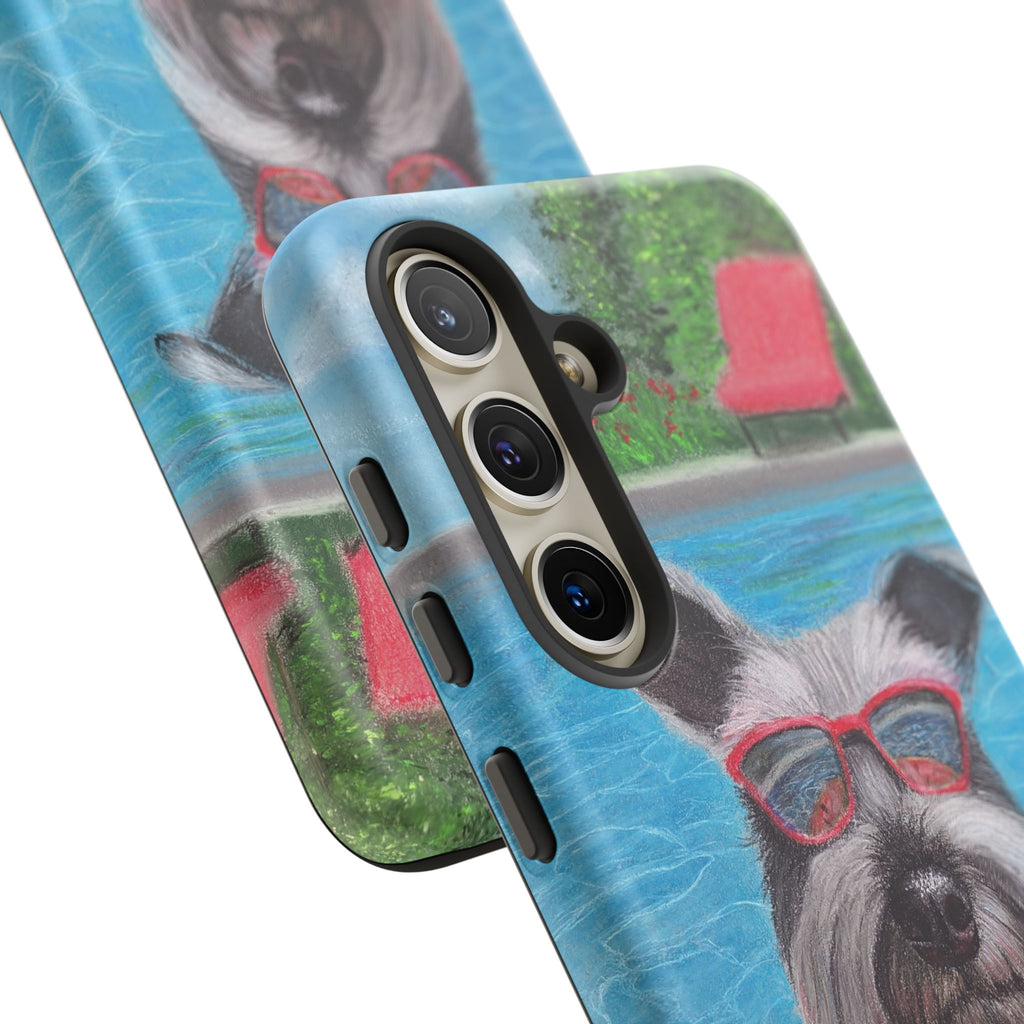 "Cool in the Pool" Phone Case — Cute Schnauzer in the Sun