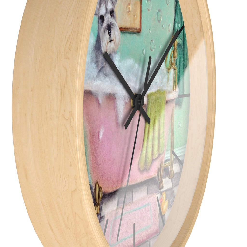 Schnauzer Bubble Bath Wall Clock