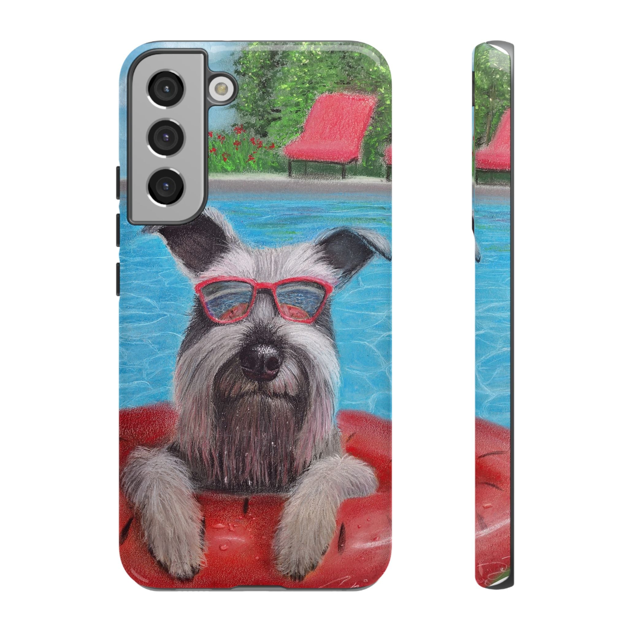 "Cool in the Pool" Phone Case — Cute Schnauzer in the Sun