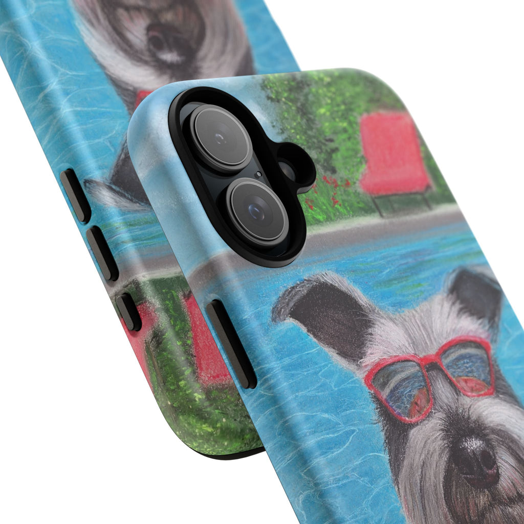 "Cool in the Pool" Phone Case — Cute Schnauzer in the Sun