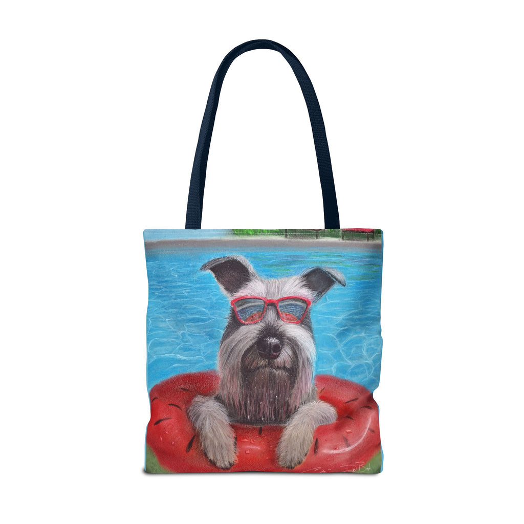 "Cool in the Pool" Schnauzer Beach Tote Bag