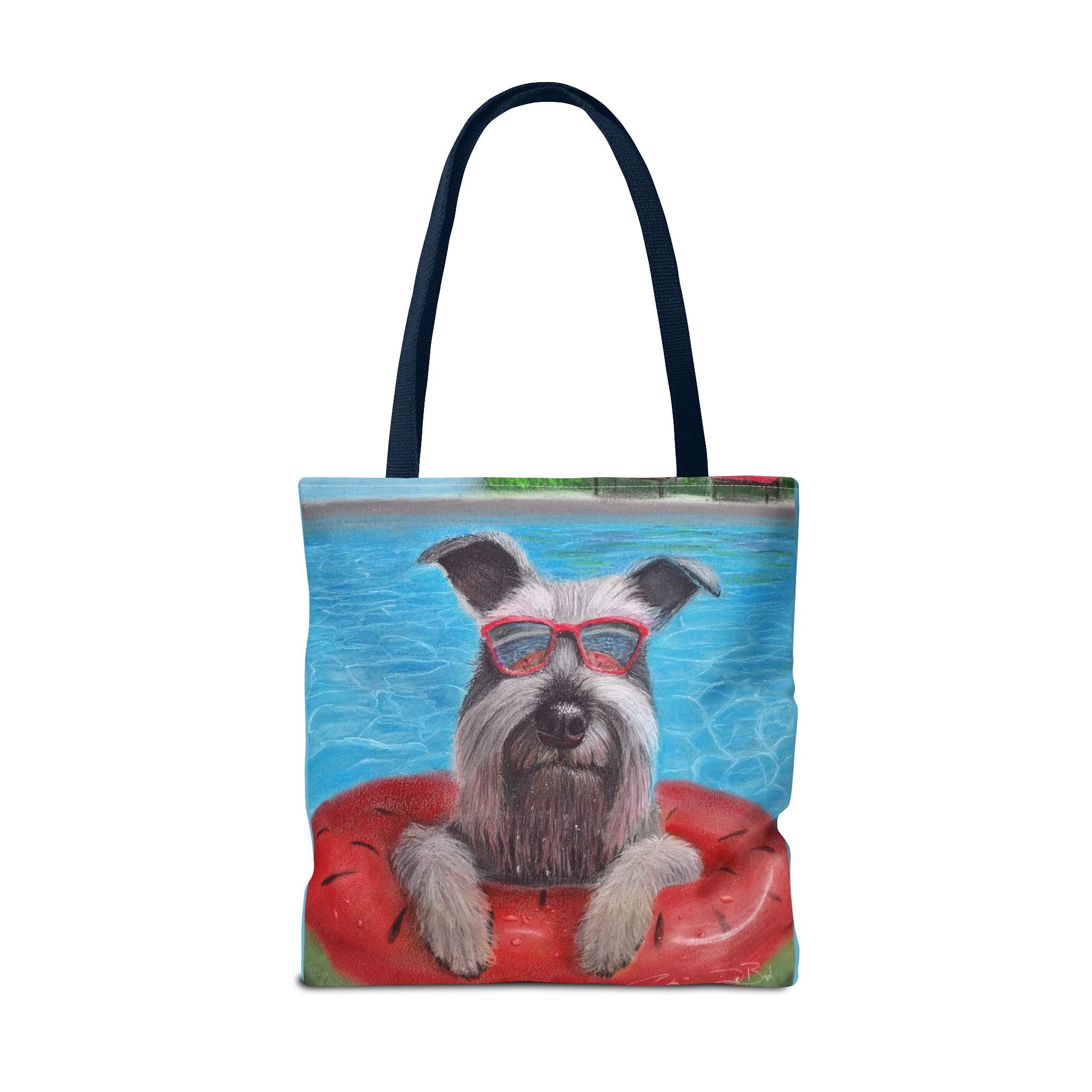 "Cool in the Pool" Schnauzer Beach Tote Bag