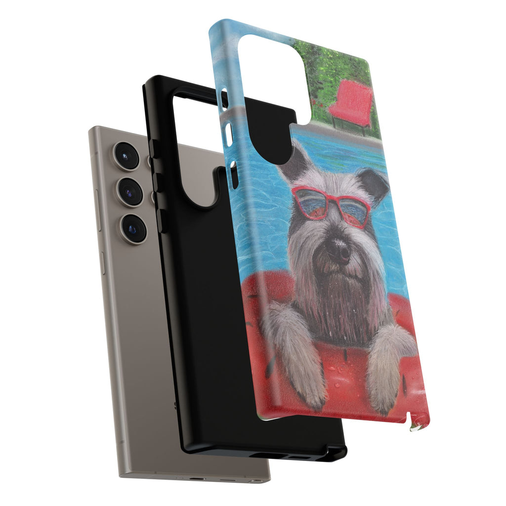 "Cool in the Pool" Phone Case — Cute Schnauzer in the Sun