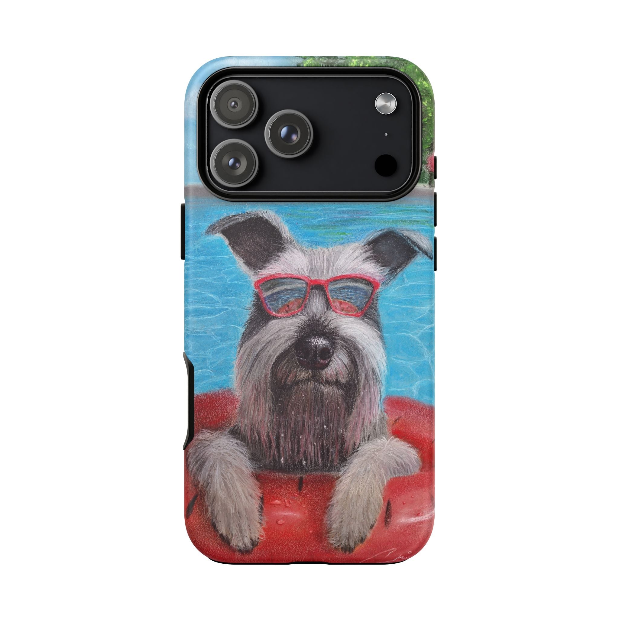 "Cool in the Pool" Phone Case — Cute Schnauzer in the Sun
