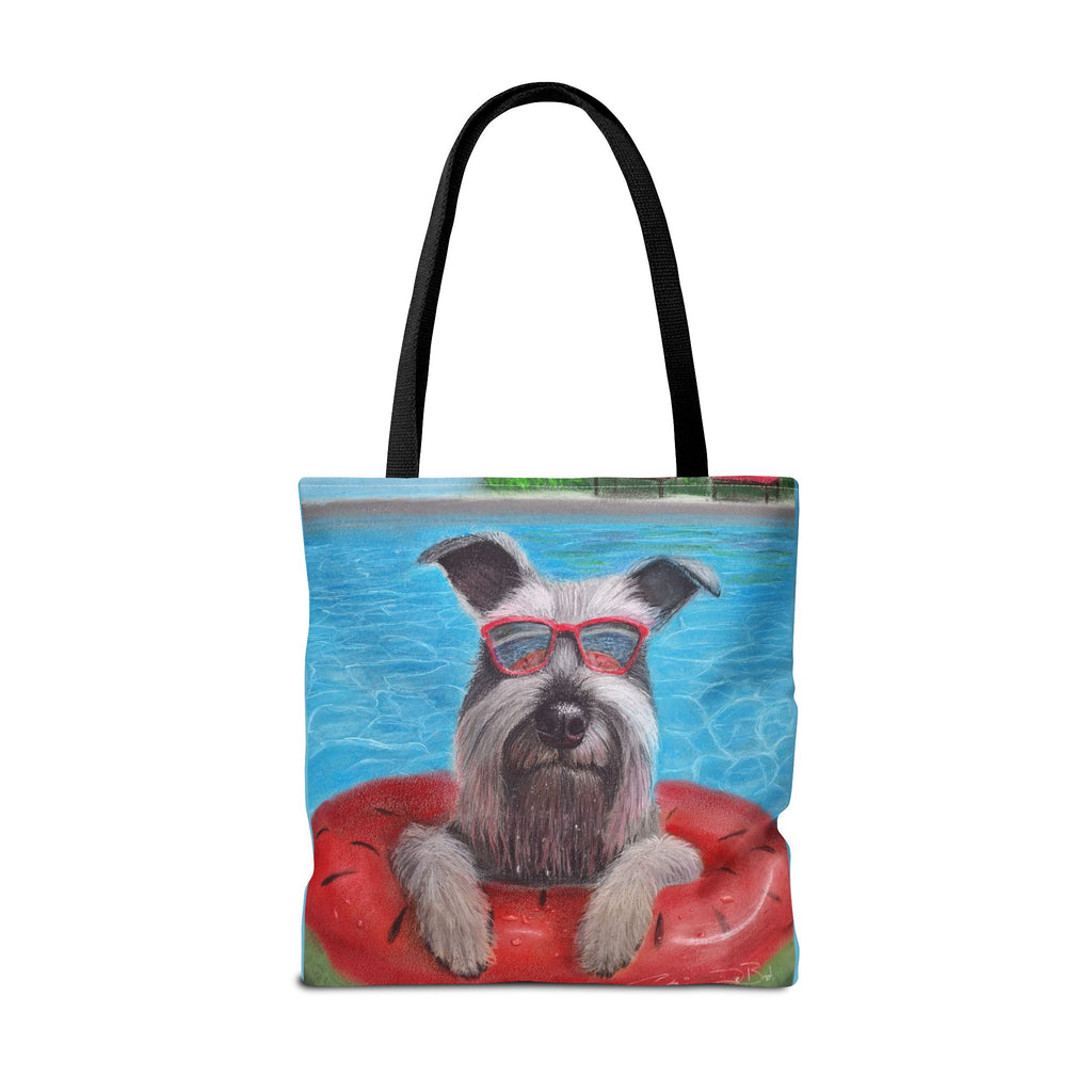 "Cool in the Pool" Schnauzer Beach Tote Bag