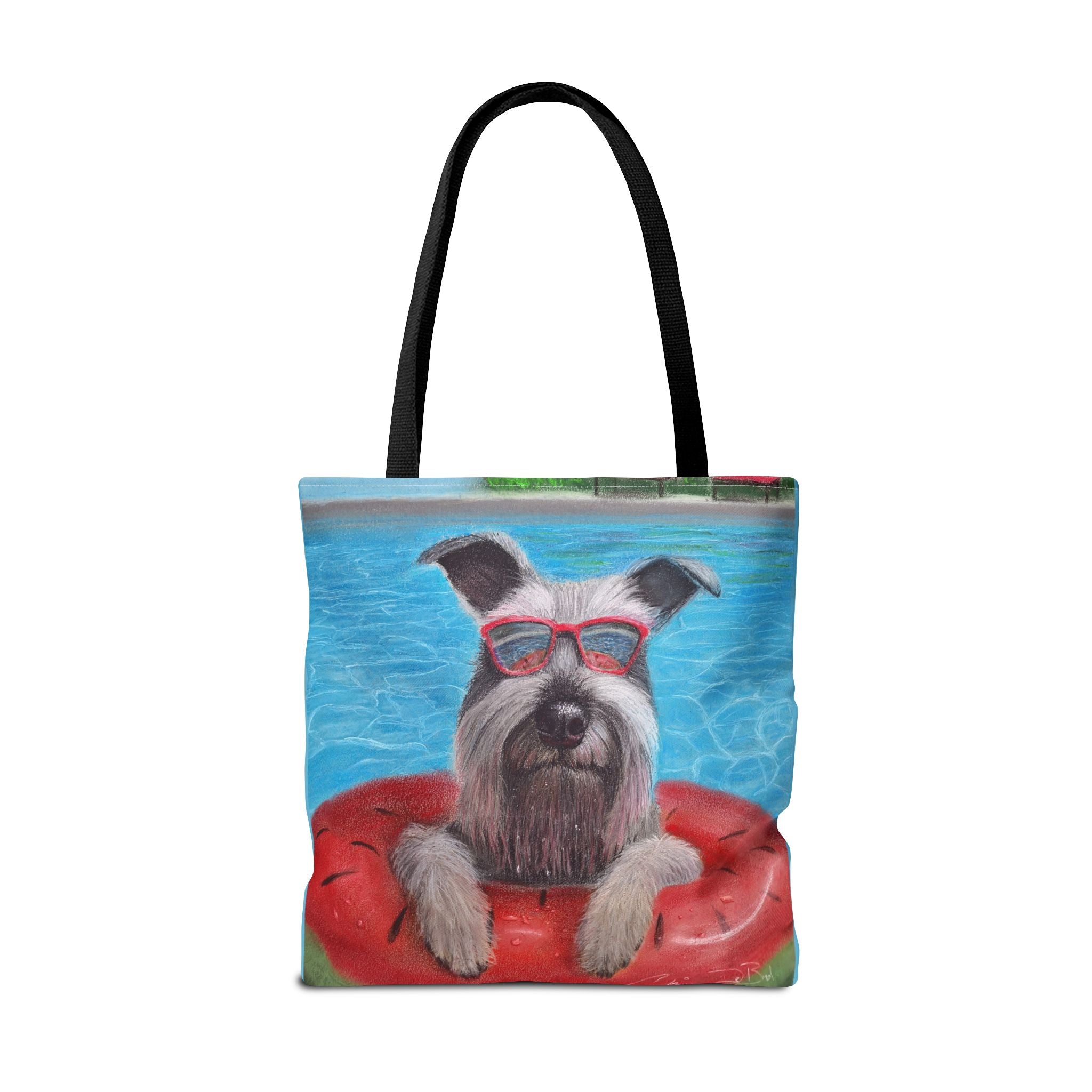 "Cool in the Pool" Schnauzer Beach Tote Bag
