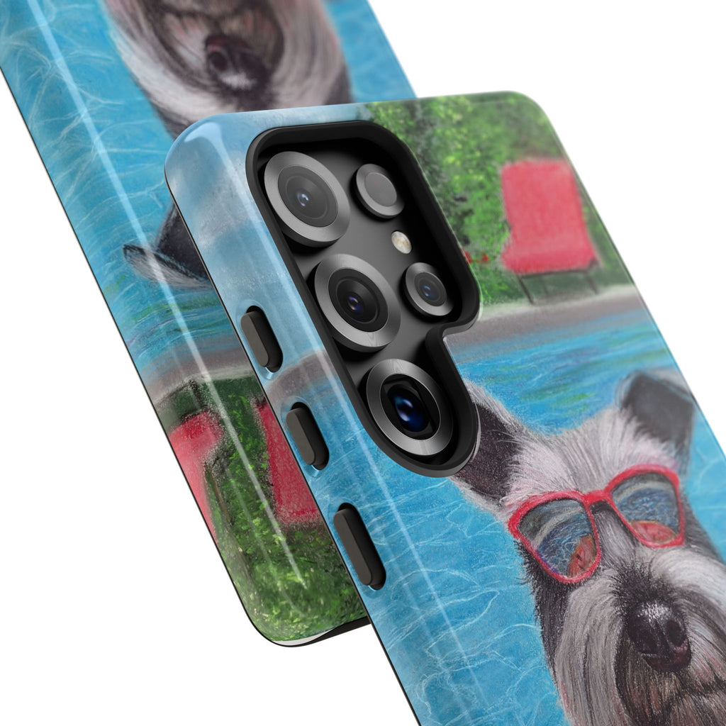"Cool in the Pool" Phone Case — Cute Schnauzer in the Sun