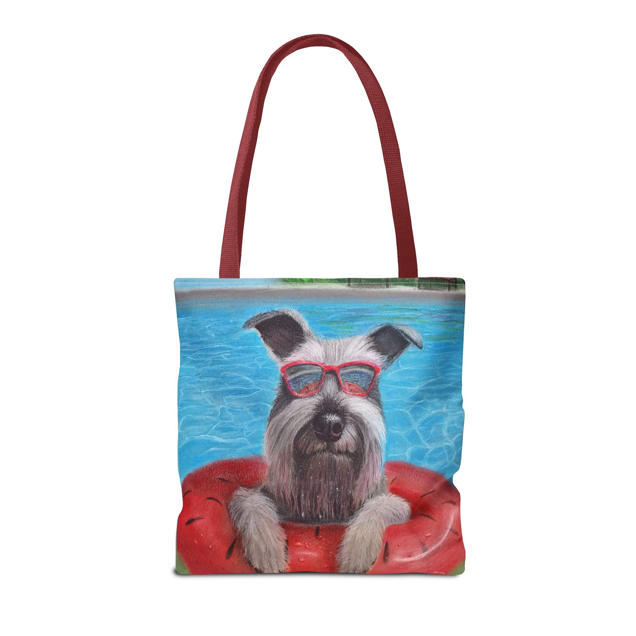 "Cool in the Pool" Schnauzer Beach Tote Bag