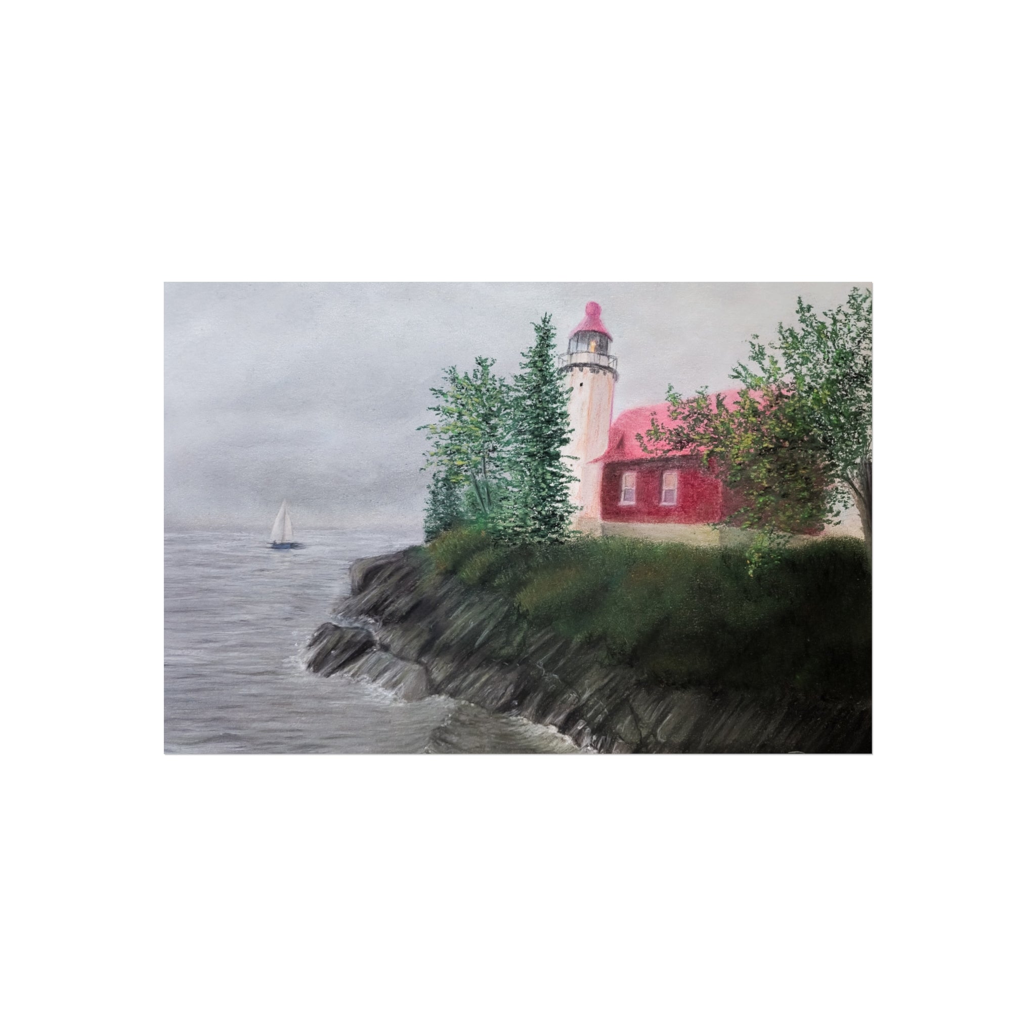 Lighthouse Cliff Fine Art Poster — Coastal Seascape Print