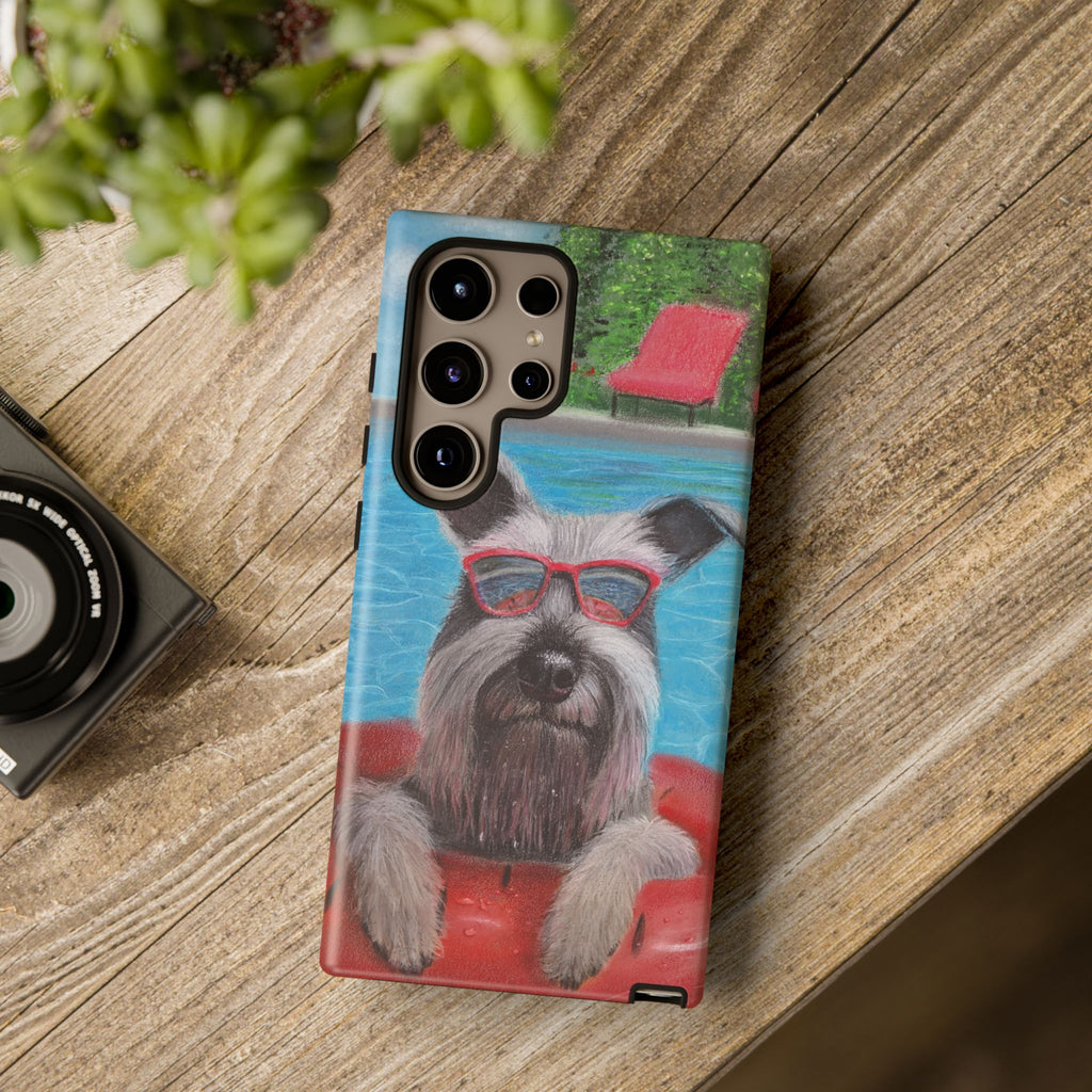 "Cool in the Pool" Phone Case — Cute Schnauzer in the Sun