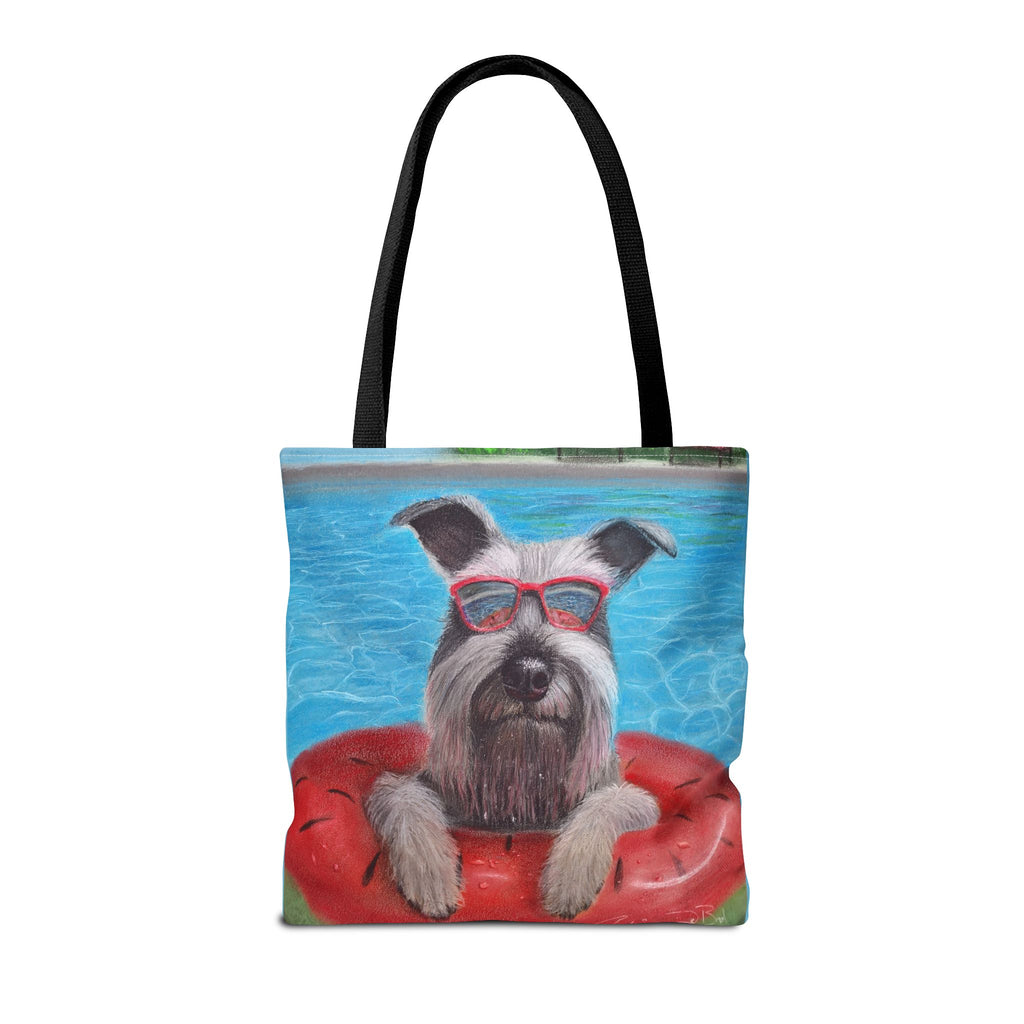 "Cool in the Pool" Schnauzer Beach Tote Bag