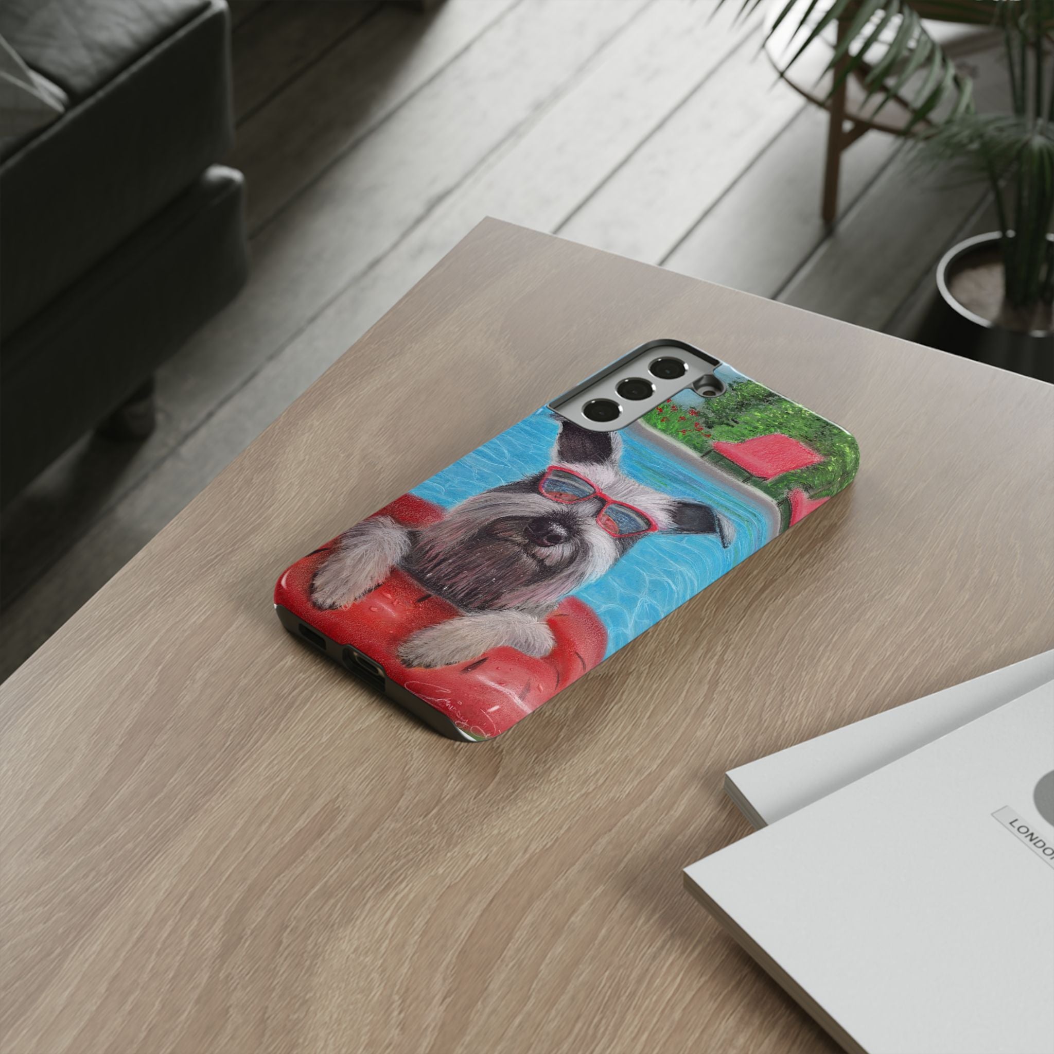 "Cool in the Pool" Phone Case — Cute Schnauzer in the Sun