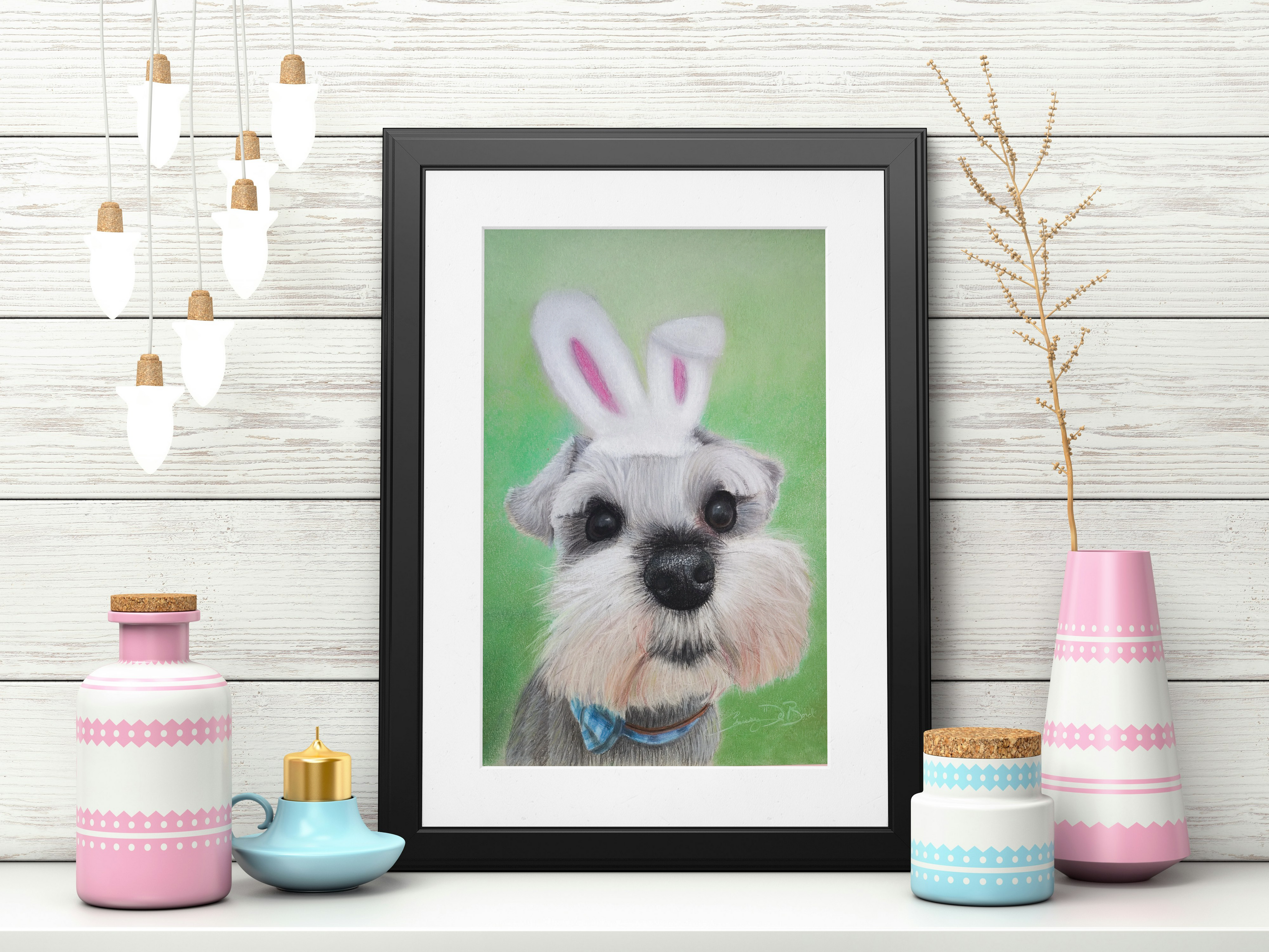 "Cuter With Ears" Fine Art Poster — Cute Dog Wall Art for Easter & Home Decor